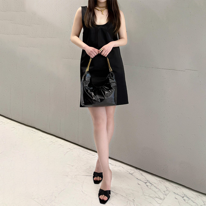 9a+ysl saint laurent hortense small shiny leather hobo bag